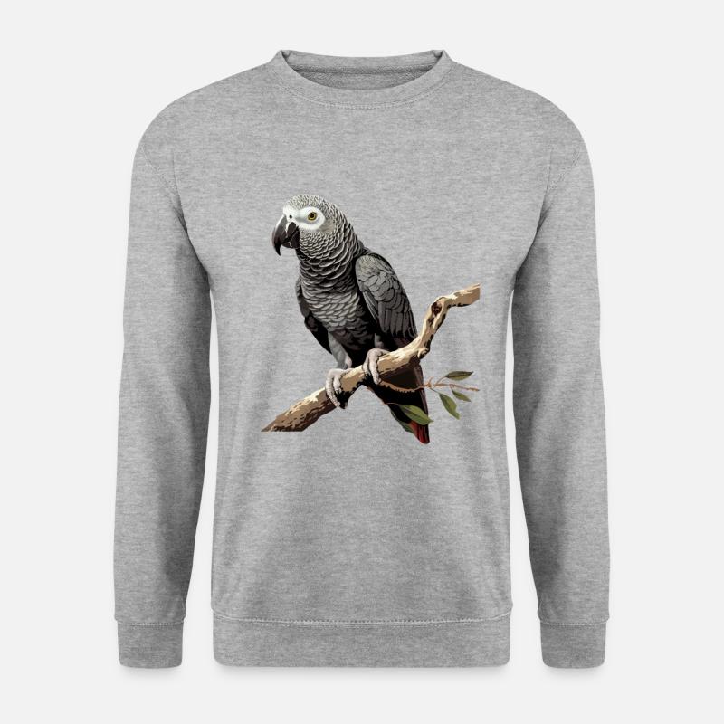 african grey parrot - Unisex Pullover - Weißgrau meliert
