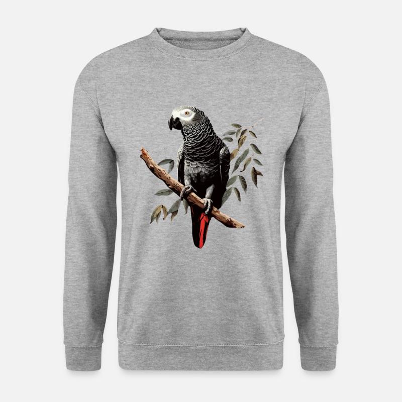 african grey parrot - Unisex Pullover - Weißgrau meliert