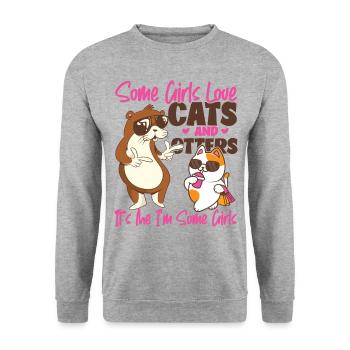 Otter Cat Some Girls Love Cats And - Unisex Sweatshirt - salt & pepper - Front - Alina (178cm) & Michal (187cm)