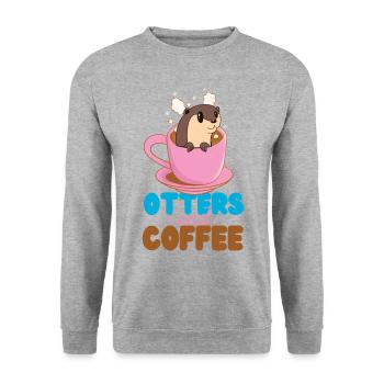 Otter Coffee Otters And Coffee - Unisex Sweatshirt - salt & pepper - Front - Alina (178cm) & Michal (187cm)