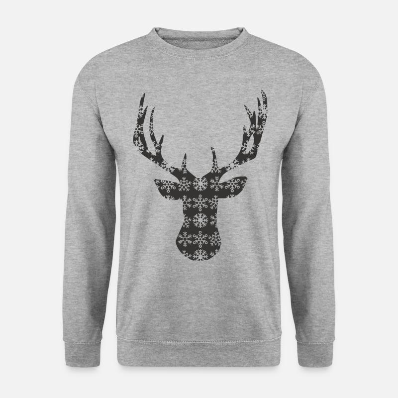 Weihnachtshirsch – Weißwedelbock - Unisex Pullover - Weißgrau meliert
