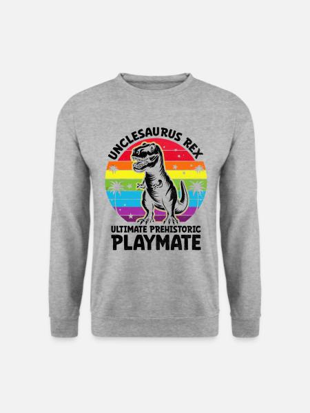 Unclesaurus Rex Ultimativ forhistorisk legekammerat Dino - Unisex sweater - hvidgrå meleret