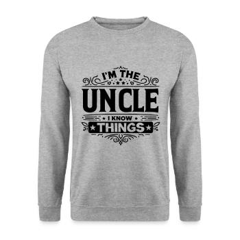 Ich bin der Onkel Ich weiß Dinge Familie Onkel Nichte Ne - Unisex Pullover - Weißgrau meliert - Vorne - Alina (178cm) & Michal (187cm)