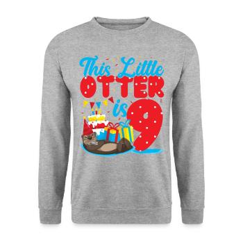 Anniversaire de la loutre Cette petite loutre - Sweat-shirt Unisexe - gris chiné - Devant - Alina (178cm) & Michal (187cm)
