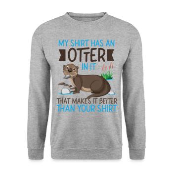 Loutre Ma chemise a une loutre dessus - Sweat-shirt Unisexe - gris chiné - Devant - Alina (178cm) & Michal (187cm)