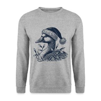 oie de Noël avec des guirlandes lumineuses maladroite - Sweat-shirt Unisexe - gris chiné - Devant - Alina (178cm) & Michal (187cm)