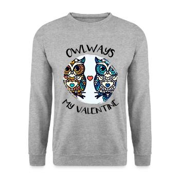 Hiboux mon hibou de la Saint-Valentin - Sweat-shirt Unisexe - gris chiné - Devant - Alina (178cm) & Michal (187cm)