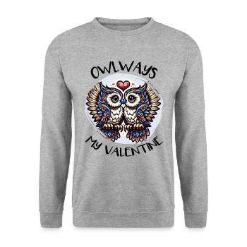Hiboux mon hibou de la Saint-Valentin - Sweat-shirt Unisexe - gris chiné - Devant - Alina (178cm) & Michal (187cm)