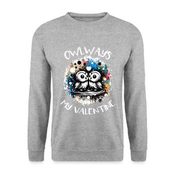 Hiboux mon hibou de la Saint-Valentin - Sweat-shirt Unisexe - gris chiné - Devant - Alina (178cm) & Michal (187cm)