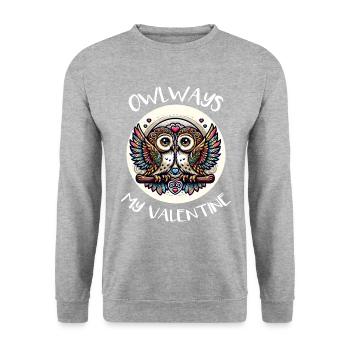 Hiboux mon hibou de la Saint-Valentin - Sweat-shirt Unisexe - gris chiné - Devant - Alina (178cm) & Michal (187cm)