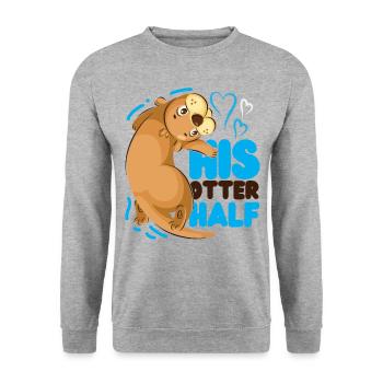 Couple Loutre Jeu de mots Saint-Valentin - Sweat-shirt Unisexe - gris chiné - Devant - Alina (178cm) & Michal (187cm)