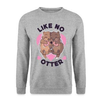 Otter Pun Like No Otter - Unisex Sweatshirt - salt & pepper - Front - Alina (178cm) & Michal (187cm)