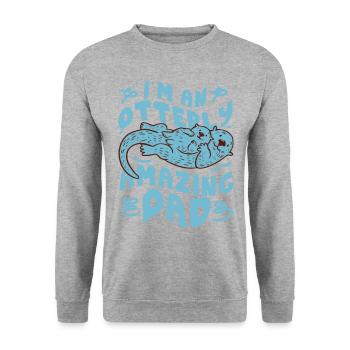 Otter Dad Pun I'm An Otterly - Unisex Pullover - Weißgrau meliert - Vorne - Alina (178cm) & Michal (187cm)