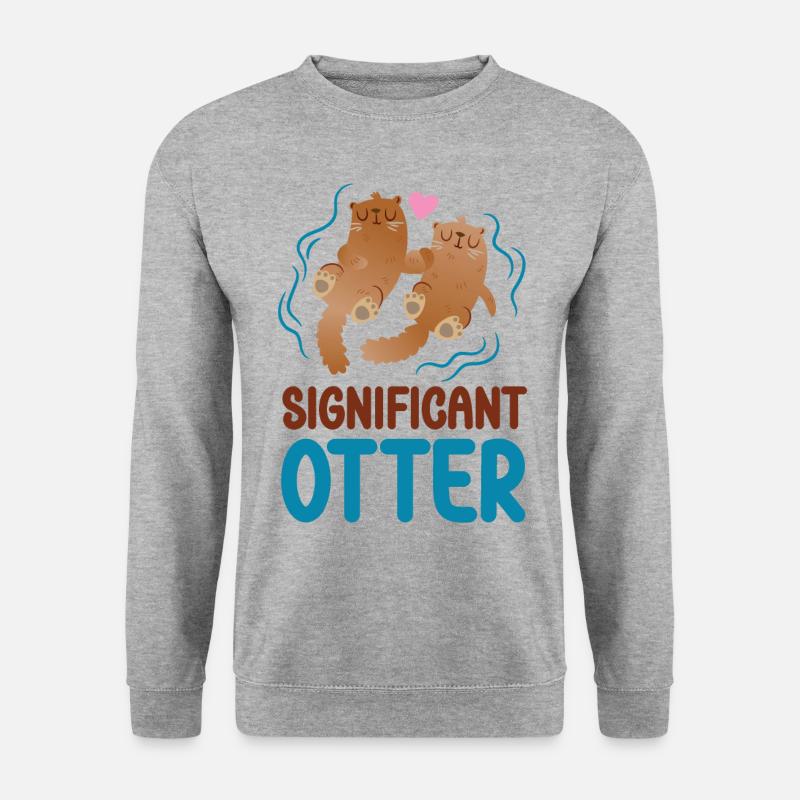 Otter Pun Significant Otter - Unisex Pullover - Weißgrau meliert