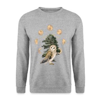 Lune, Hibou, Spirituel, Hiboux, Nature, Amoureux de la Nature - Sweat-shirt Unisexe - gris chiné - Devant - Alina (178cm) & Michal (187cm)