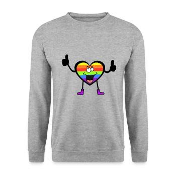LGBT Coeurs Gay Pride Drapeau arc-en-ciel - Sweat-shirt Unisexe - gris chiné - Devant - Alina (178cm) & Michal (187cm)