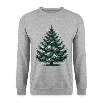 Weihnachtlicher Tannenbaum Illustration - Unisex Pullover - Weißgrau meliert - Vorne - Alina (178cm) & Michal (187cm)