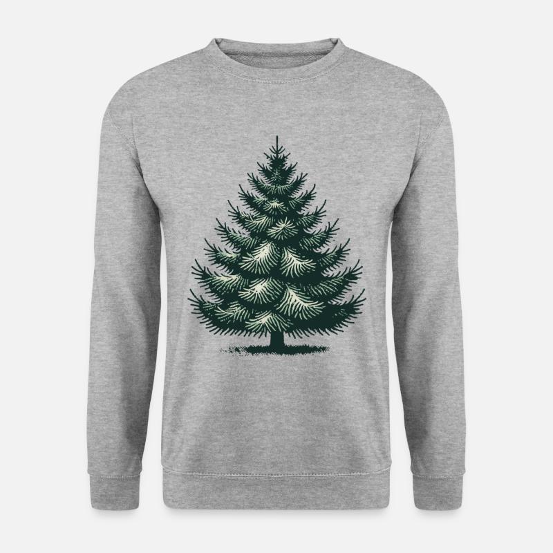 Weihnachtlicher Tannenbaum Illustration - Unisex Pullover - Weißgrau meliert