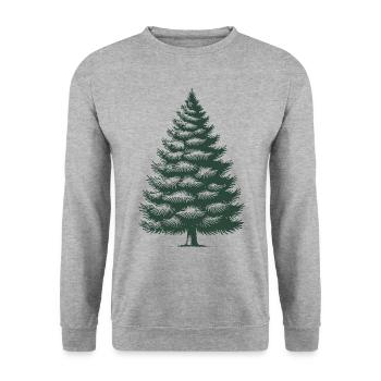 Traditioneller Weihnachtsbaum Illustration - Unisex Pullover - Weißgrau meliert - Vorne - Alina (178cm) & Michal (187cm)