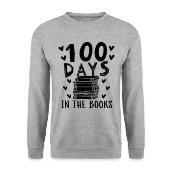 100 Days In The Books Book Reading Bookworm - Unisex Sweatshirt - salt & pepper - Front - Alina (178cm) & Michal (187cm)