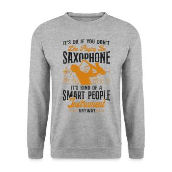 Saxophone It's Ok If You Don't - Unisex Pullover - Weißgrau meliert - Vorne - Alina (178cm) & Michal (187cm)