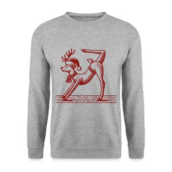 Yoga Reindeer Christmas Relaxed Celebration - Unisex Sweatshirt - salt & pepper - Front - Alina (178cm) & Michal (187cm)