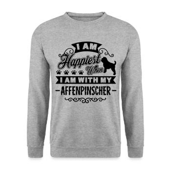Happiest With Affenpinscher - Unisex Sweatshirt - salt & pepper - Front - Alina (178cm) & Michal (187cm)