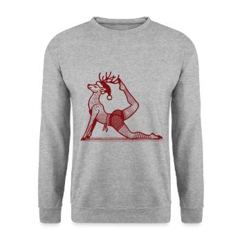 Lustiges Yoga Rentier Weihnachten Spaß - Unisex Pullover - Weißgrau meliert - Vorne - Alina (178cm) & Michal (187cm)