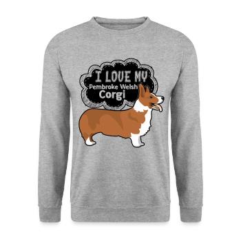 I Love My Pembroke Welsh Corgi - Unisex Sweatshirt - salt & pepper - Front - Alina (178cm) & Michal (187cm)