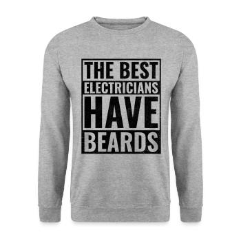 Les meilleurs électriciens ont des barbes Électricien - Sweat-shirt Unisexe - gris chiné - Devant - Alina (178cm) & Michal (187cm)