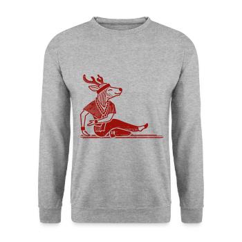 Yoga Renne Drôle Noël Design - Sweat-shirt Unisexe - gris chiné - Devant - Alina (178cm) & Michal (187cm)