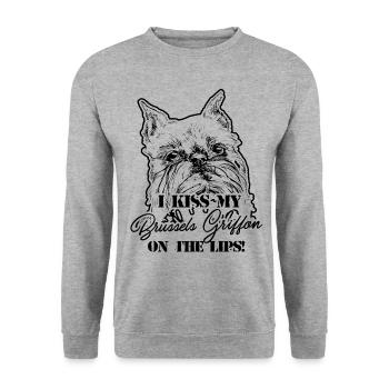 I Kiss My Brussels Griffon - Unisex Sweatshirt - salt & pepper - Front - Alina (178cm) & Michal (187cm)