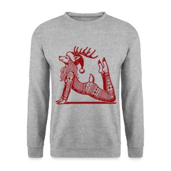 Relaxing Yoga Reindeer Christmas - Unisex Sweatshirt - salt & pepper - Front - Alina (178cm) & Michal (187cm)