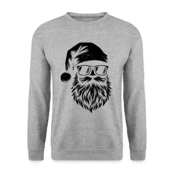 Bärtiger Weihnachtsmann Gesicht Sonnenbrille Bart Bärte - Unisex Pullover - Weißgrau meliert - Vorne - Alina (178cm) & Michal (187cm)