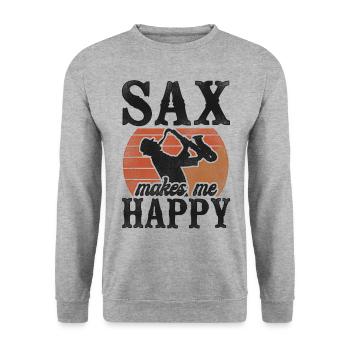 Saxophone Pun Sax Makes Me Smile - Unisex Sweatshirt - salt & pepper - Front - Alina (178cm) & Michal (187cm)