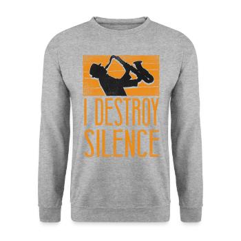 Saxophones I Destroy Silence - Unisex Sweatshirt - salt & pepper - Front - Alina (178cm) & Michal (187cm)