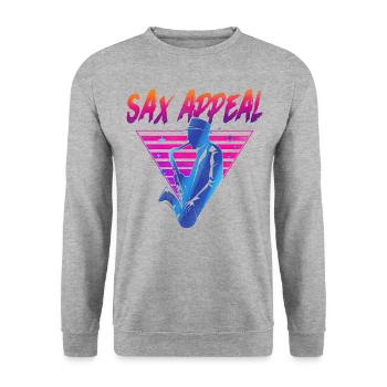 Saxophone Retro Vintage Sax Appeal - Unisex Pullover - Weißgrau meliert - Vorne - Alina (178cm) & Michal (187cm)
