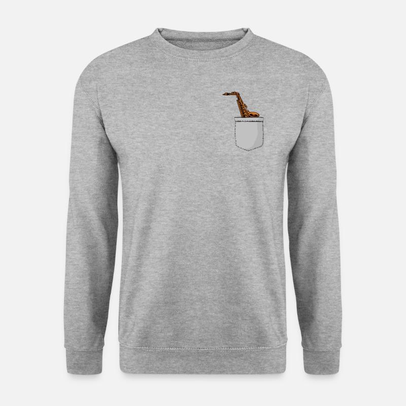 Saxophone Pocket - Unisex Pullover - Weißgrau meliert