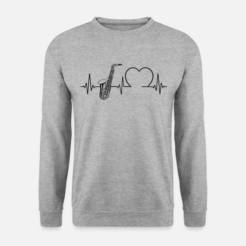 Saxophone Heartbeat - Unisex Pullover - Weißgrau meliert