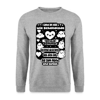 Love Is Sweet As Chocolate – Heartfelt Design - Unisex Sweatshirt - salt & pepper - Front - Alina (178cm) & Michal (187cm)