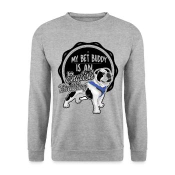 My best buddy is an english bulldog - Unisex Sweatshirt - salt & pepper - Front - Alina (178cm) & Michal (187cm)