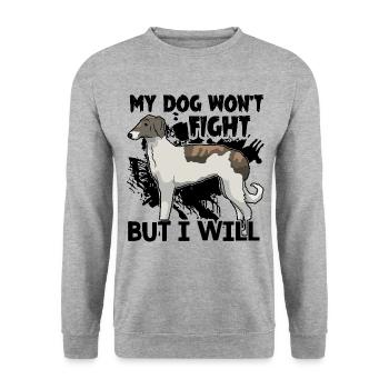 My Borzoi Dog Wont Fight But I Will - Unisex Sweatshirt - salt & pepper - Front - Alina (178cm) & Michal (187cm)