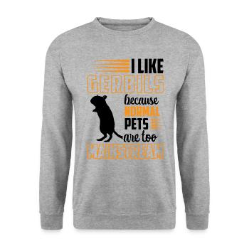 Gerbille Rongeur normal de compagnie Gerbille - Sweat-shirt Unisexe - gris chiné - Devant - Alina (178cm) & Michal (187cm)