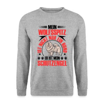 Wolfspitz is my guardian angel Keeshond - Unisex Sweatshirt - salt & pepper - Front - Alina (178cm) & Michal (187cm)