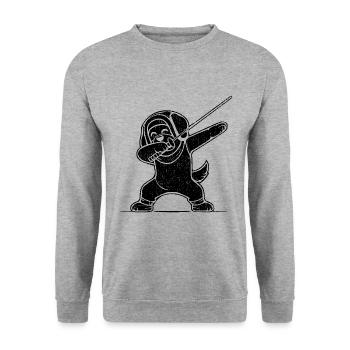 Dubbing Hund Fechter Zaun Schwert Degen Fechten - Unisex Pullover - Weißgrau meliert - Vorne - Alina (178cm) & Michal (187cm)