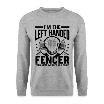 Je suis l’escrimeur gaucher que ta mère t’a prévenu - Sweat-shirt Unisexe - gris chiné - Devant - Alina (178cm) & Michal (187cm)