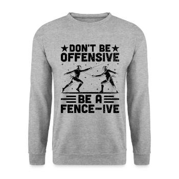 Seien Sie nicht beleidigend, seien Sie ein fechtbares Fechtschwert - Unisex Pullover - Weißgrau meliert - Vorne - Alina (178cm) & Michal (187cm)