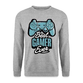 Gamer Gaming Geschenk - Unisex Pullover - Weißgrau meliert - Vorne - Alina (178cm) & Michal (187cm)
