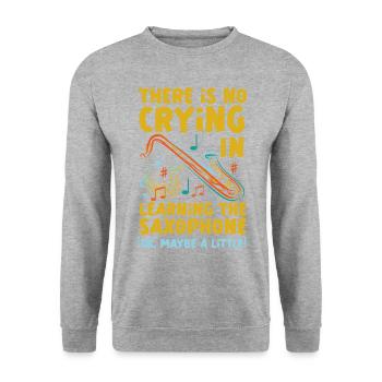 Saxophone There Is No Crying In - Unisex Pullover - Weißgrau meliert - Vorne - Alina (178cm) & Michal (187cm)