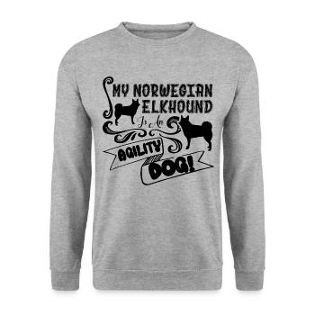 Norwegian Elkhound Is An Agility - Unisex Sweatshirt - salt & pepper - Front - Alina (178cm) & Michal (187cm)